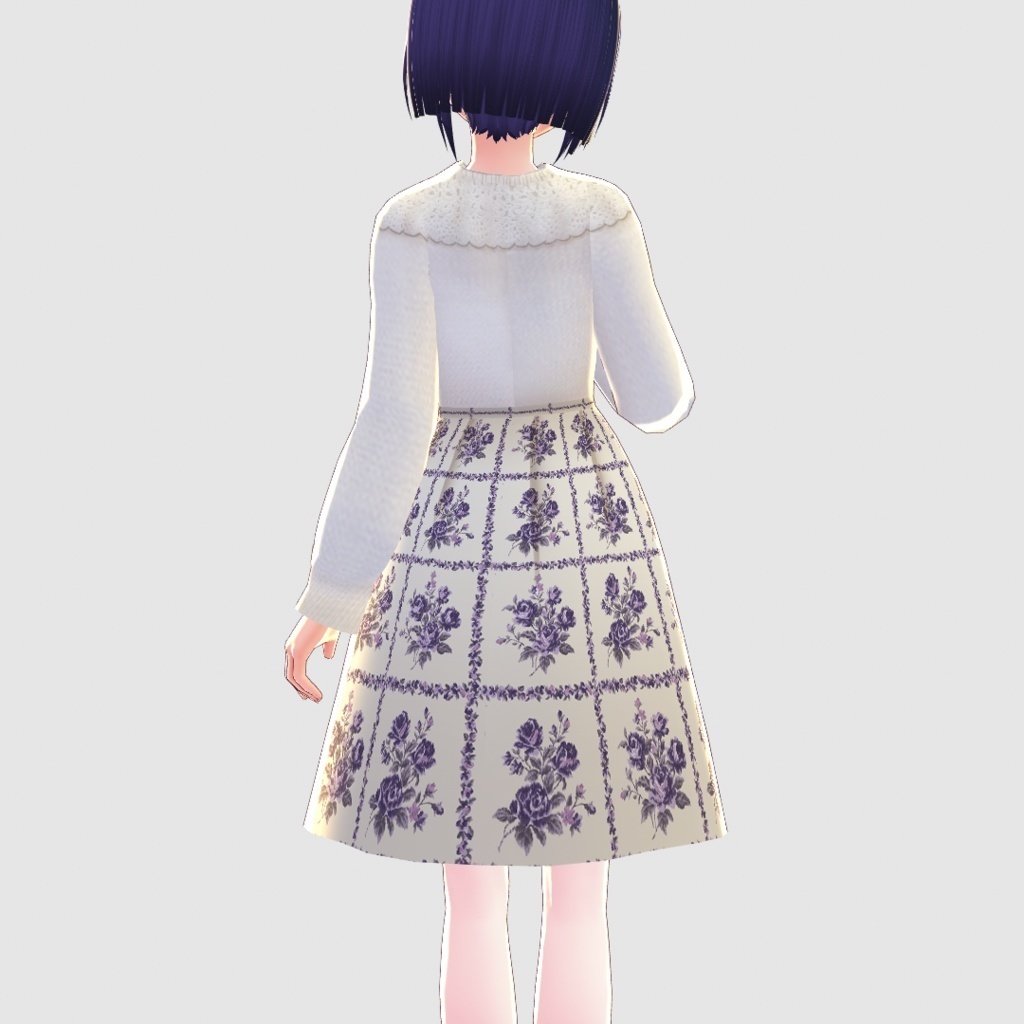 【VRoid】ローズパネル柄スカートコーデ2色セット