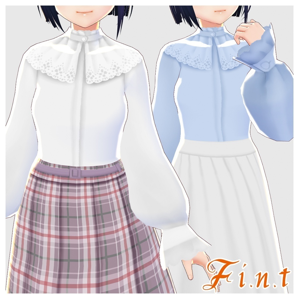 【VRoid】コットンレースケープブラウス4色セット /F i.n.t