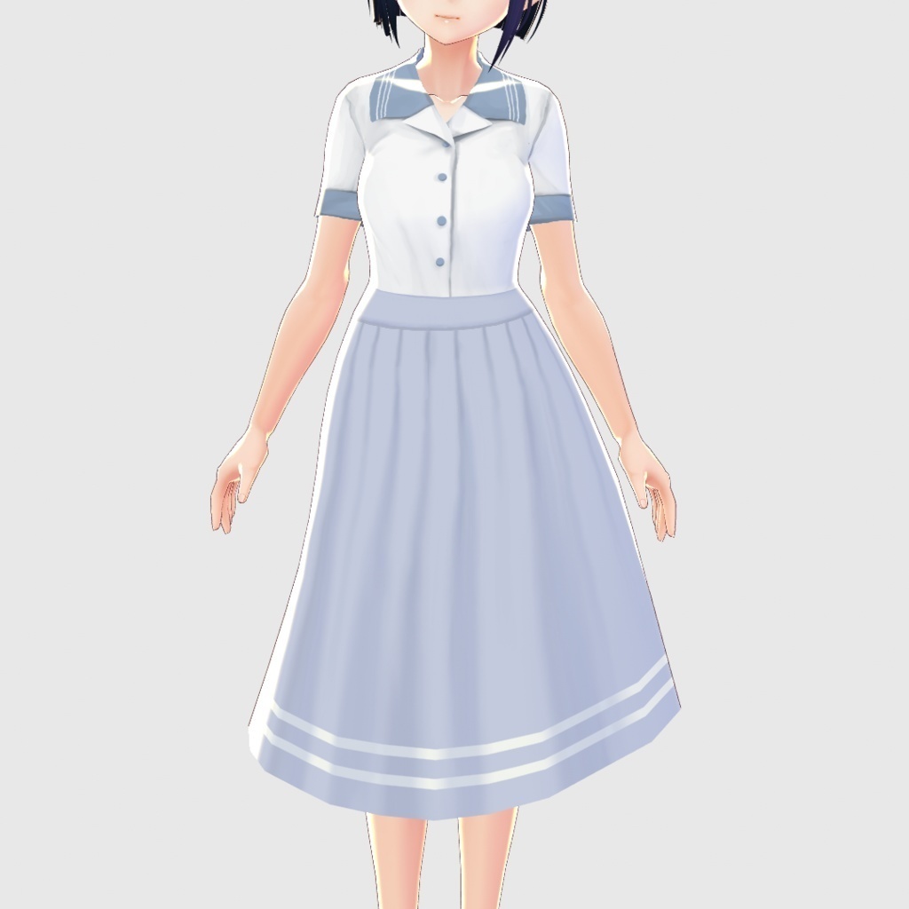 【VRoid専用】セーラー開衿シャツ2色セット/F i.n.t