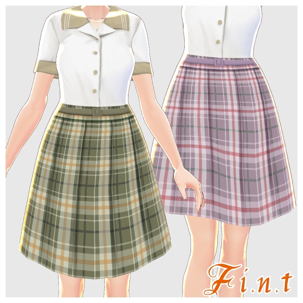 【VRoid】サマーチェック柄スカート2色セット/F i.n.t
