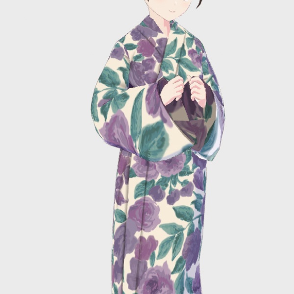 【VRoid正式版】ガーデンフラワー浴衣-PURPLE-/an3