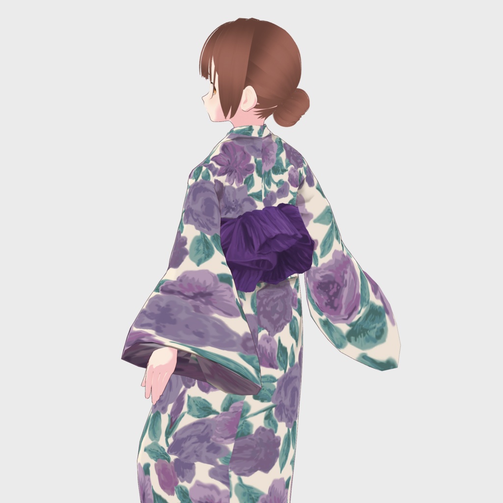 【VRoid正式版】ガーデンフラワー浴衣-PURPLE-/an3