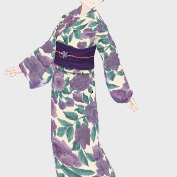 【VRoid正式版】ガーデンフラワー浴衣-PURPLE-/an3