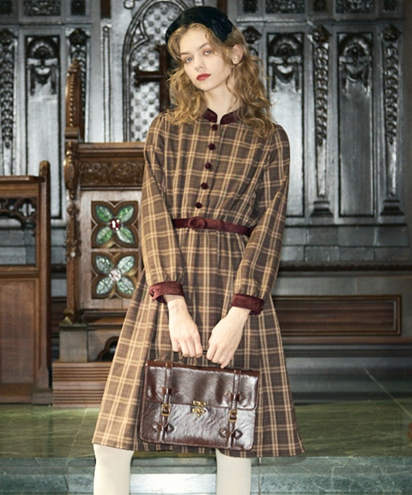 【VRoid正式版】 2色セット 別珍使いエポレットディテールチェックワンピース