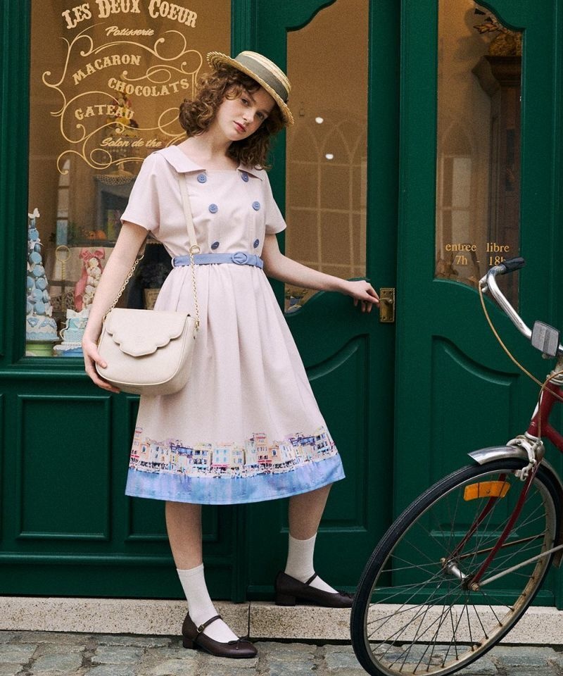 【VRoid正式版】マリン釦マルセイユプリントワンピース / F i.n.t