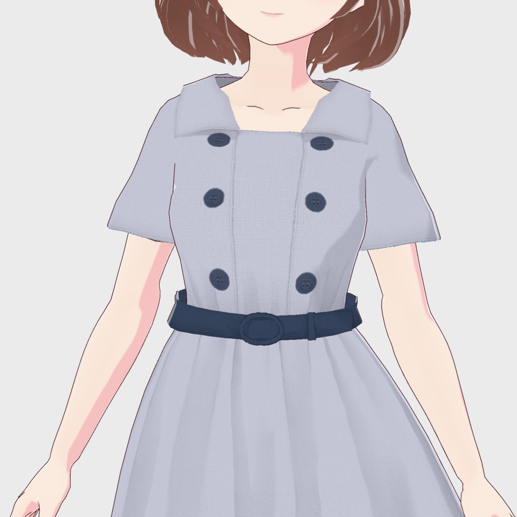 【VRoid正式版】マリン釦マルセイユプリントワンピース / F i.n.t