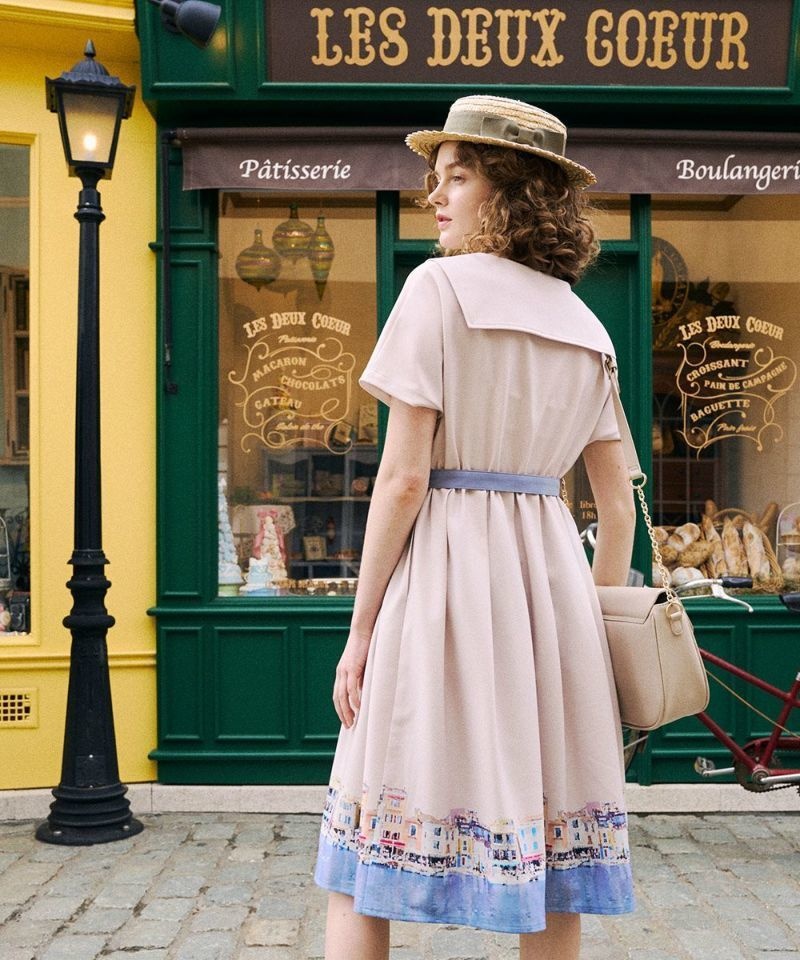 【VRoid正式版】マリン釦マルセイユプリントワンピース / F i.n.t