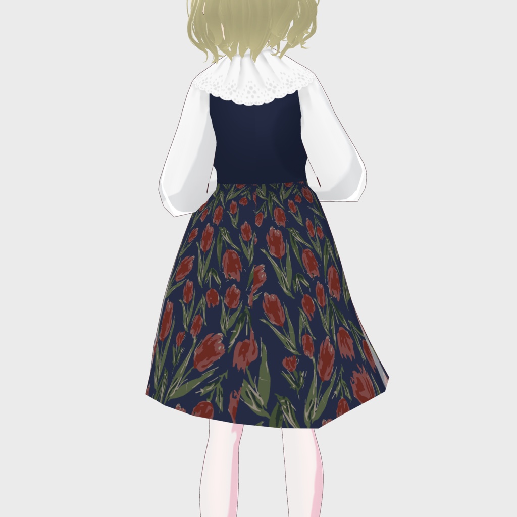 【VRoid正式版】刺繍入りチューリップ柄ジャンパースカートコーデ / F i.n.t