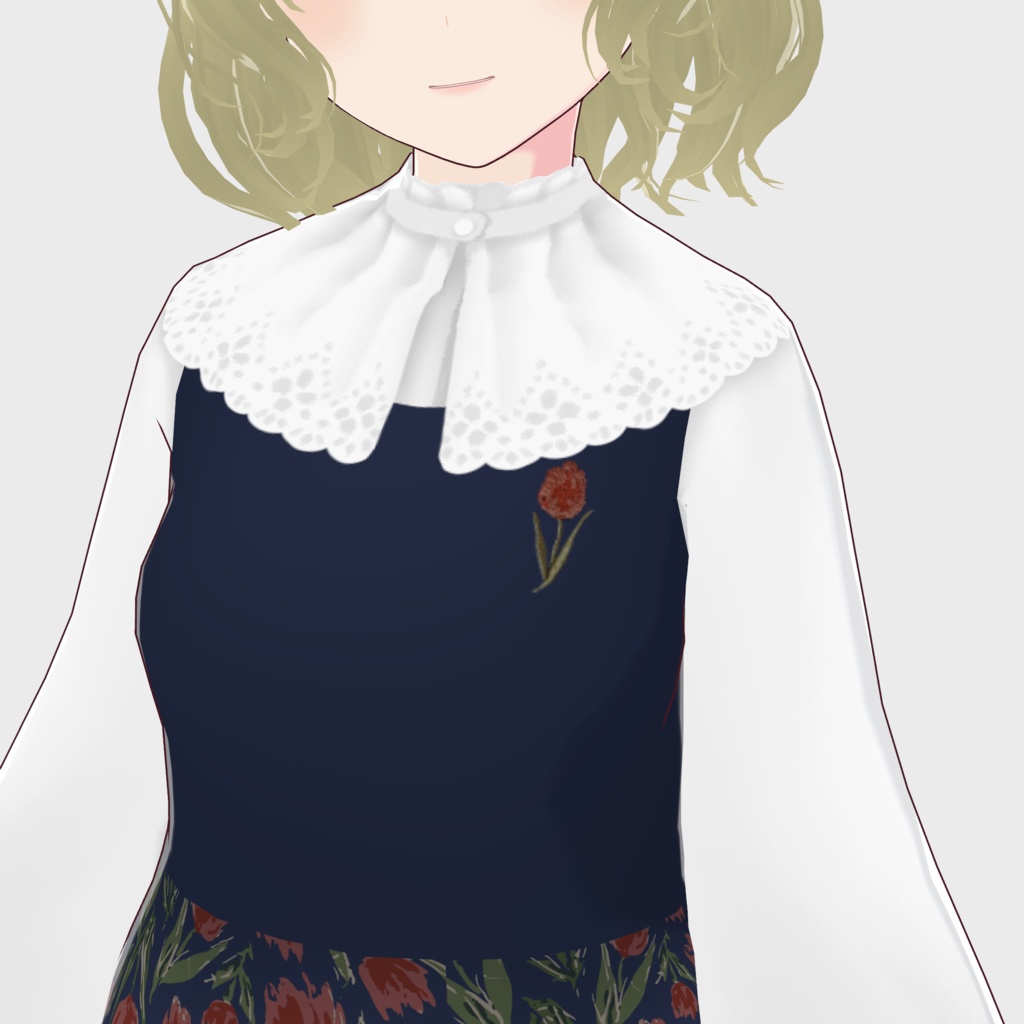 【VRoid正式版】刺繍入りチューリップ柄ジャンパースカートコーデ / F i.n.t