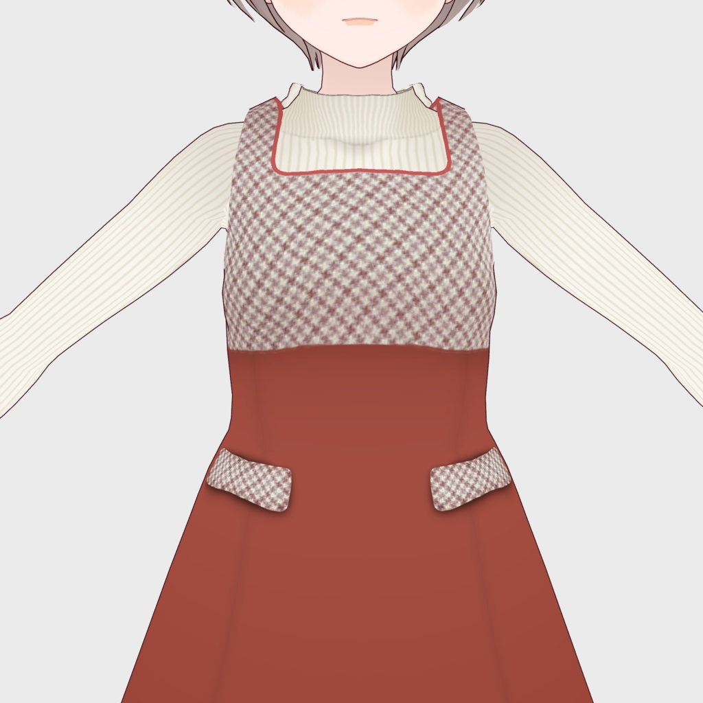 【VRoid,FBX】marilouセットアップコーデ(セットアップ/ニット/ブーツ/キャスケット)