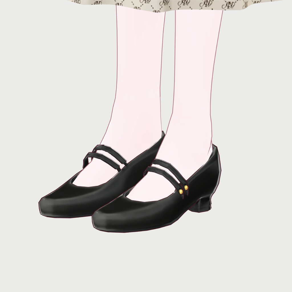 【FBX形式】ANモノグラム柄セットアップコーデ (セットアップ/パンプス/帽子)