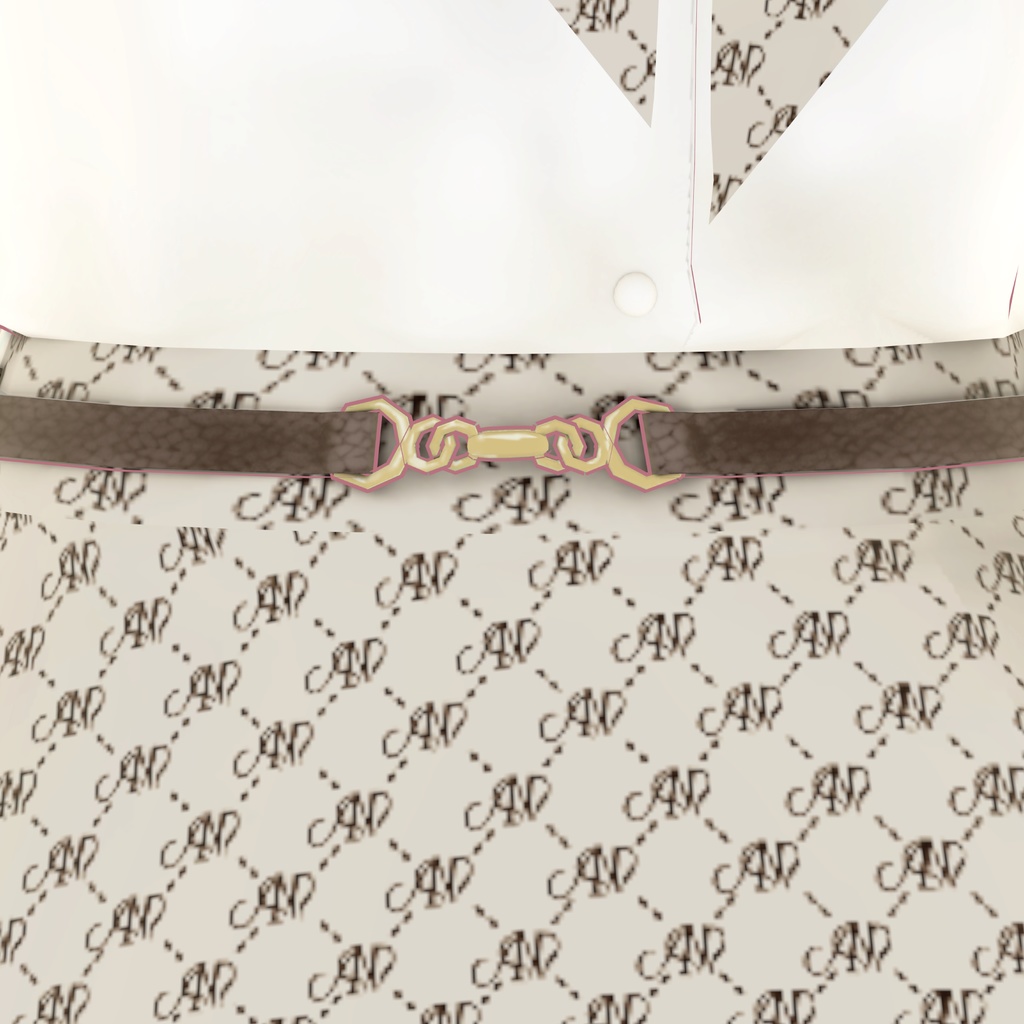 【FBX形式】ANモノグラム柄セットアップコーデ (セットアップ/パンプス/帽子)