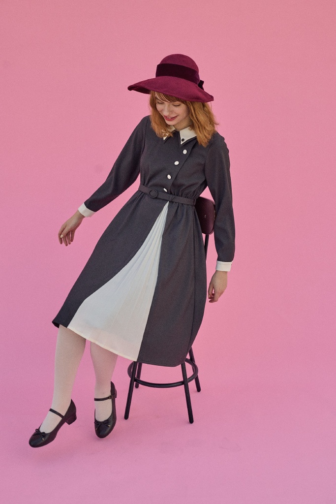 【VRoid正式版】アコーディオンプリーツバイカラーワンピース 2色セット