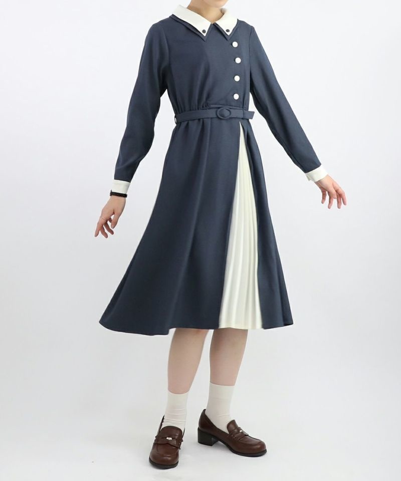 【VRoid正式版】アコーディオンプリーツバイカラーワンピース 2色セット