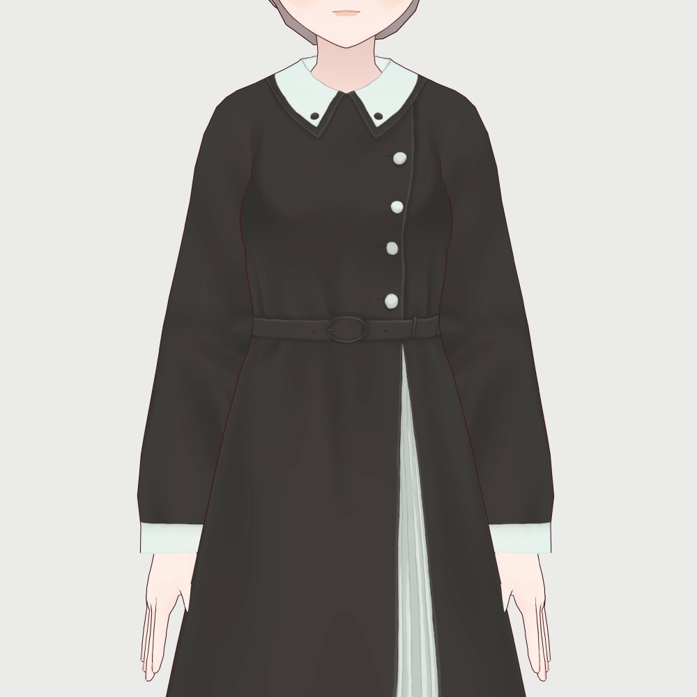 【VRoid正式版】アコーディオンプリーツバイカラーワンピース 2色セット