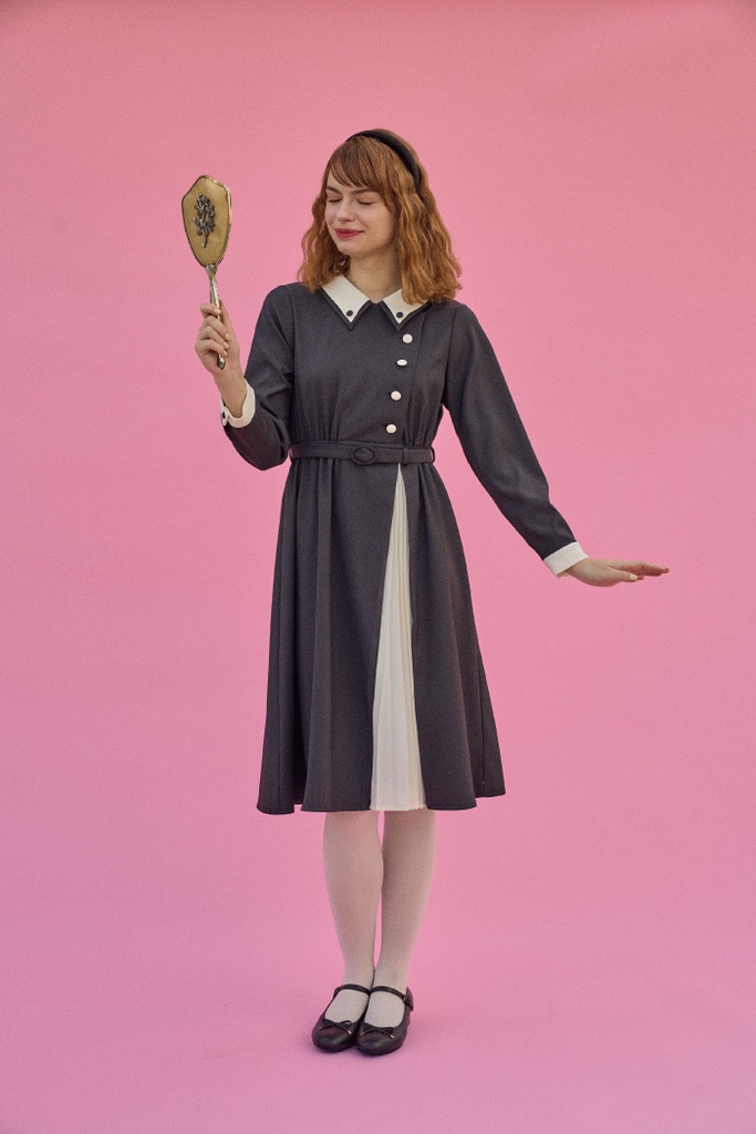 【VRoid正式版】アコーディオンプリーツバイカラーワンピース 2色セット