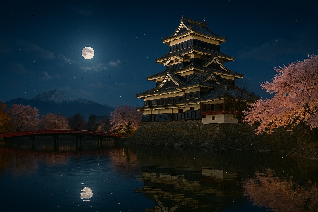【電子版】松本城｜春・夜景バージョン（高解像度AI画像）