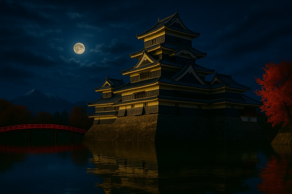 【電子版】松本城｜秋・夜景バージョン（高解像度AI画像）