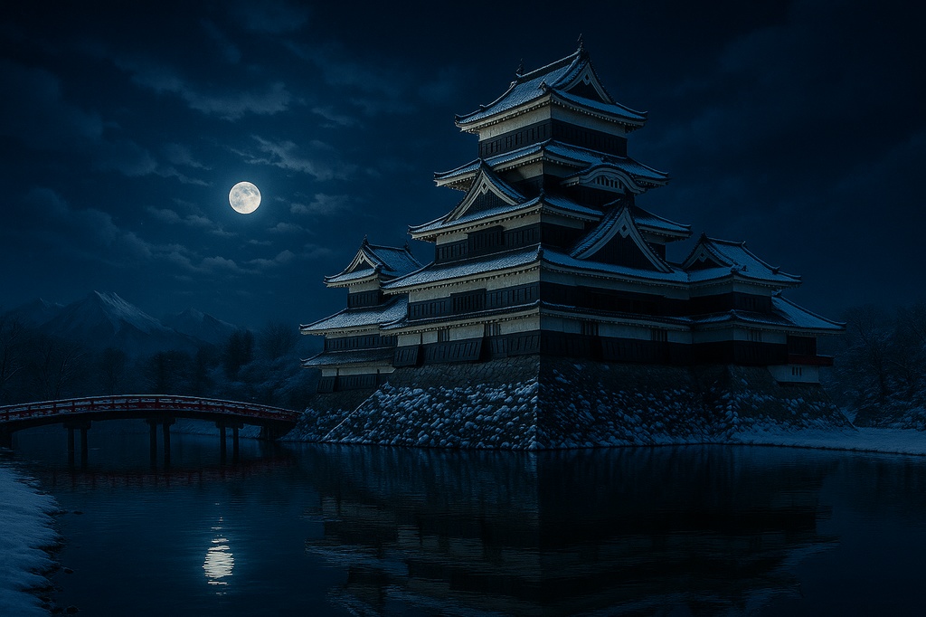 【電子版】松本城｜冬・夜景バージョン（高解像度AI画像）