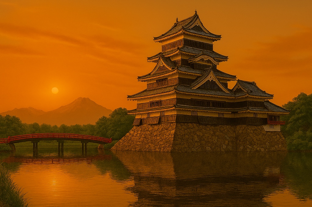【電子版】松本城|夏・夕景バージョン(高解像度AI画像)