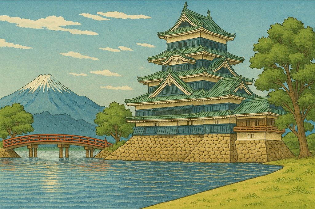 【電子版】松本城|四季セット・日中バージョン〈浮世絵風・高解像度AI画像4枚〉