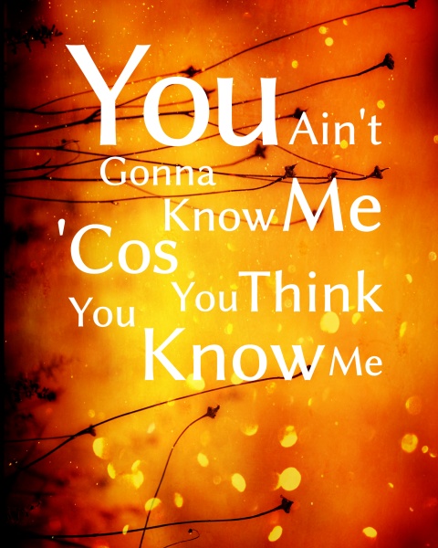 You Ain't Gonna Know Me 'Cos You Think You Know Me