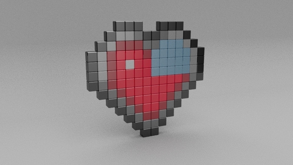 【3Dモデル】ドットのハート   Dot Heart