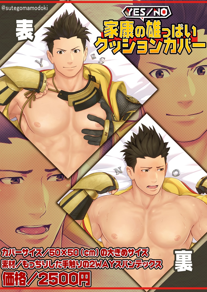 家康の雄っぱいクッションカバー