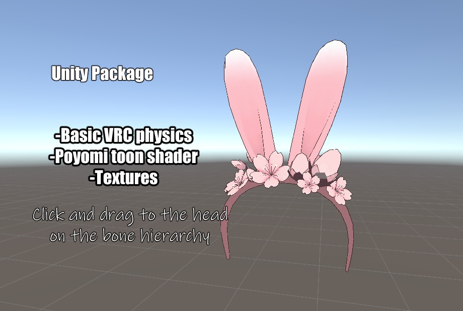 Sakura Bunny Ears. FBX + Blend file + Unity prefab +Rigged