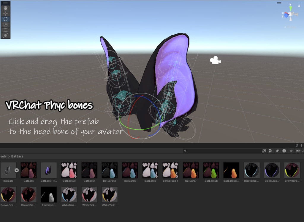 Bat ears - Glow in the dark - Prefab + fbx