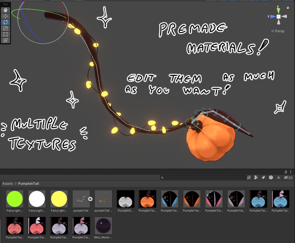 Pumpkin Tail | unity prefab | FBX | VRChat | halloween