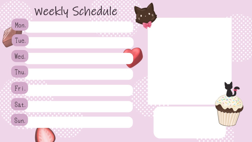 【スケジュール素材】週間スケジュール表「チョコ」【Vtuber・配信者向け】