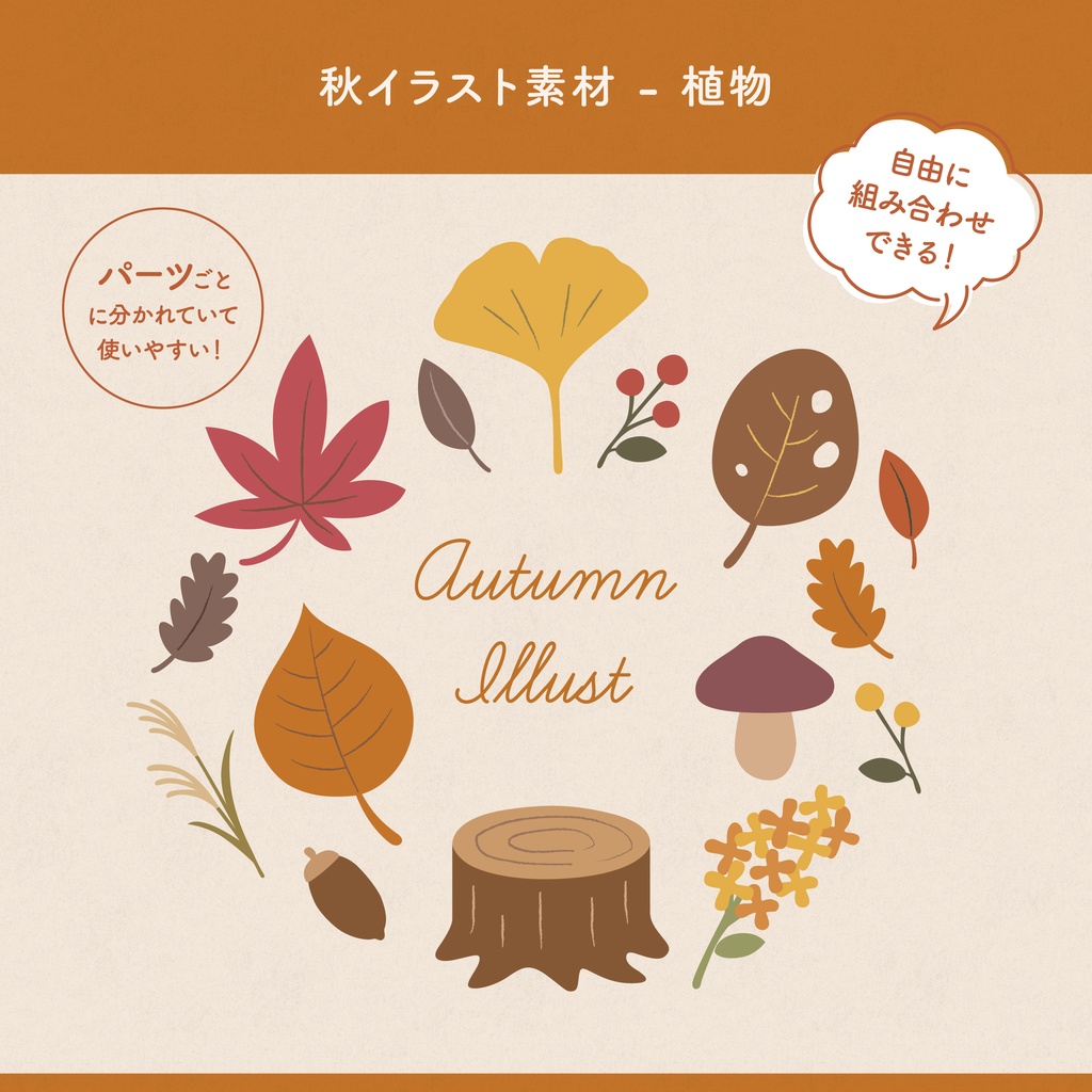 秋モチーフのイラスト♡植物