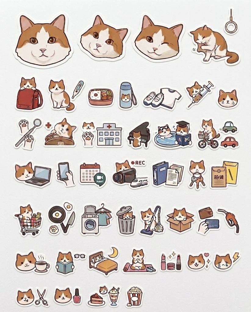 毎日をかわいく彩る♪マンチカン猫のライフステッカー(全42種)