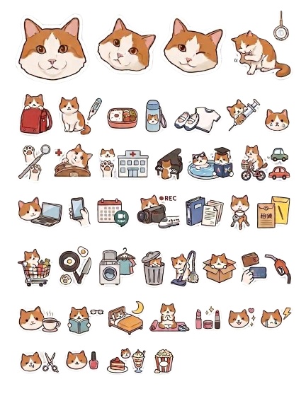 毎日をかわいく彩る♪マンチカン猫のライフステッカー(全42種)
