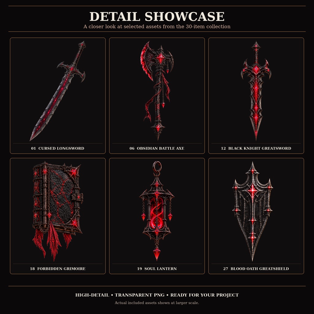 【商用利用OK】Fantasy RPG Item Icons Vol.1|ダークファンタジーRPG素材 30種・150PNG