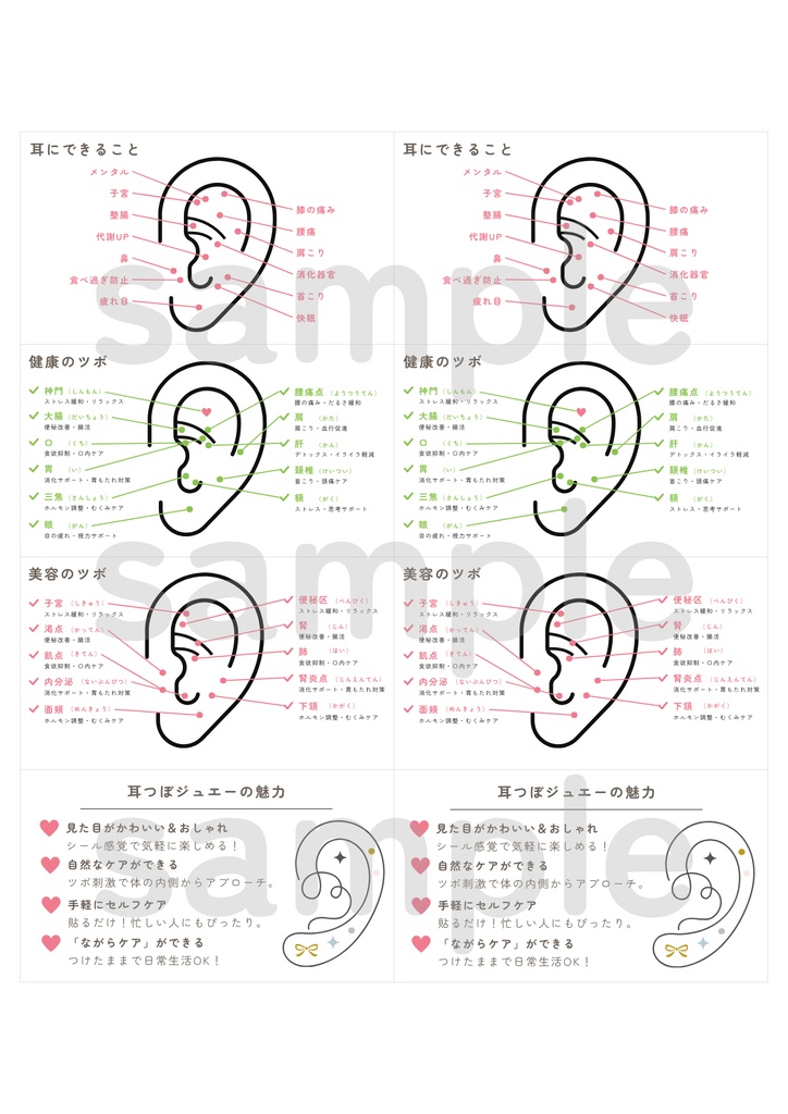 耳ツボジュエリー |お客様に渡せる耳ツボミニガイド