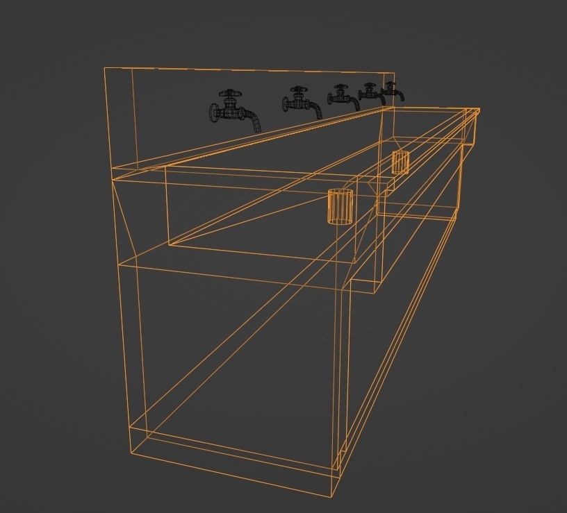 【蛇口付き】水飲み場(手洗い場)【3Dモデル】