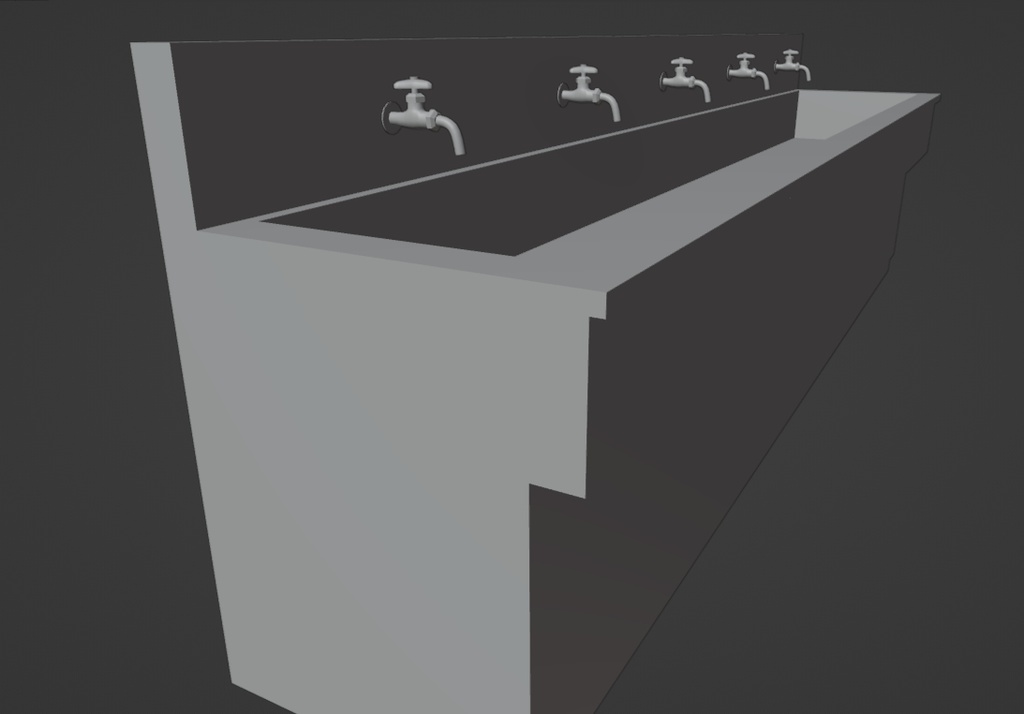 【蛇口付き】水飲み場(手洗い場)【3Dモデル】