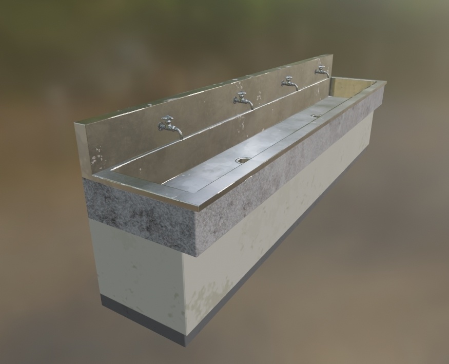 【蛇口付き】水飲み場(手洗い場)【3Dモデル】