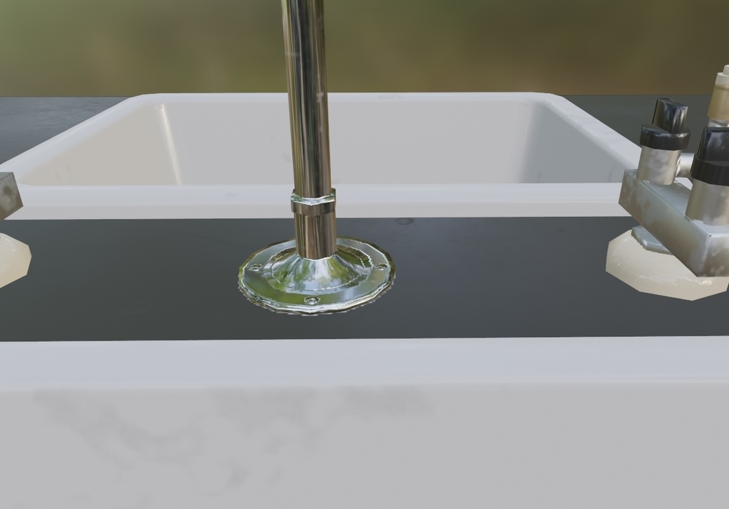 【ローポリ】理科室 実験台A(椅子付き)