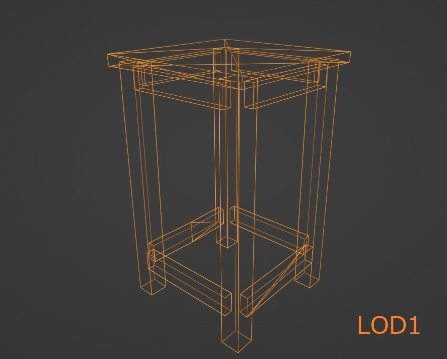 【ローポリ】理科室 実験台A(椅子付き)