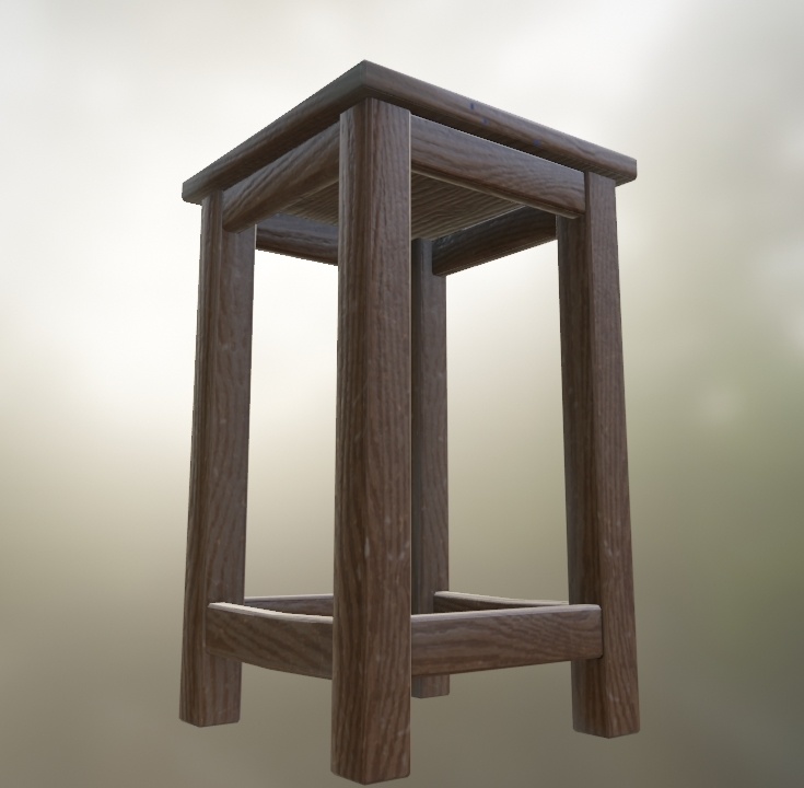 【ローポリ】理科室 実験台A(椅子付き)