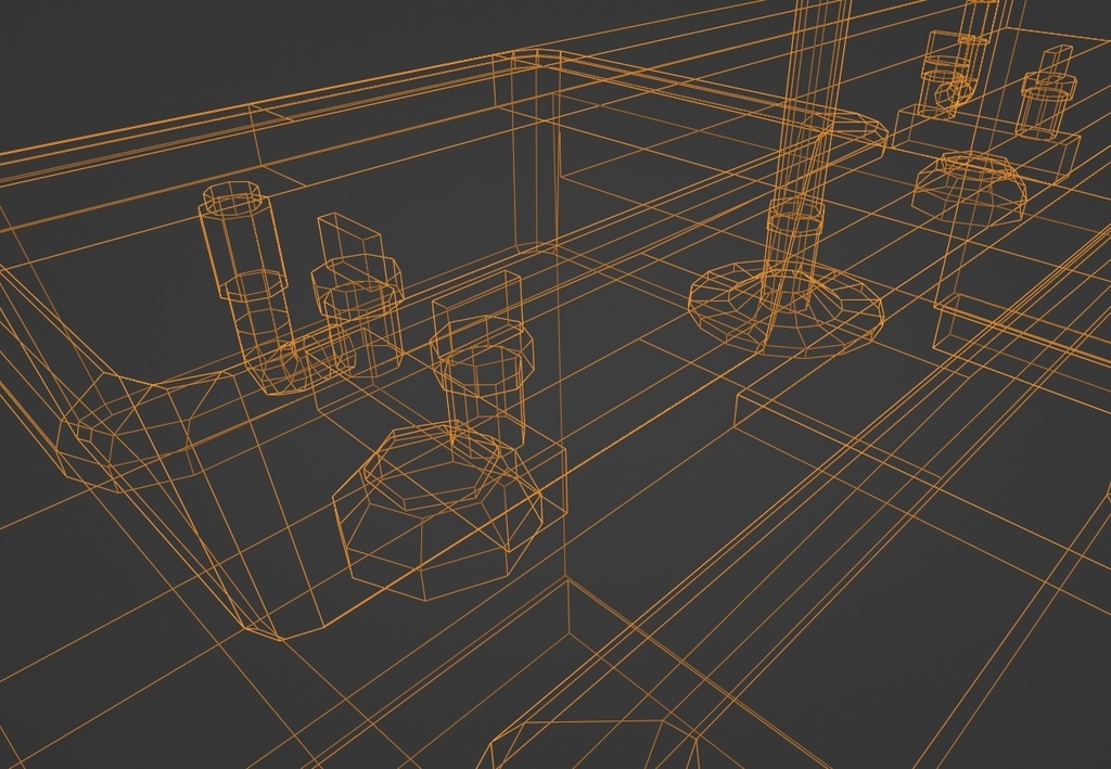 【ローポリ】理科室 実験台A(椅子付き)