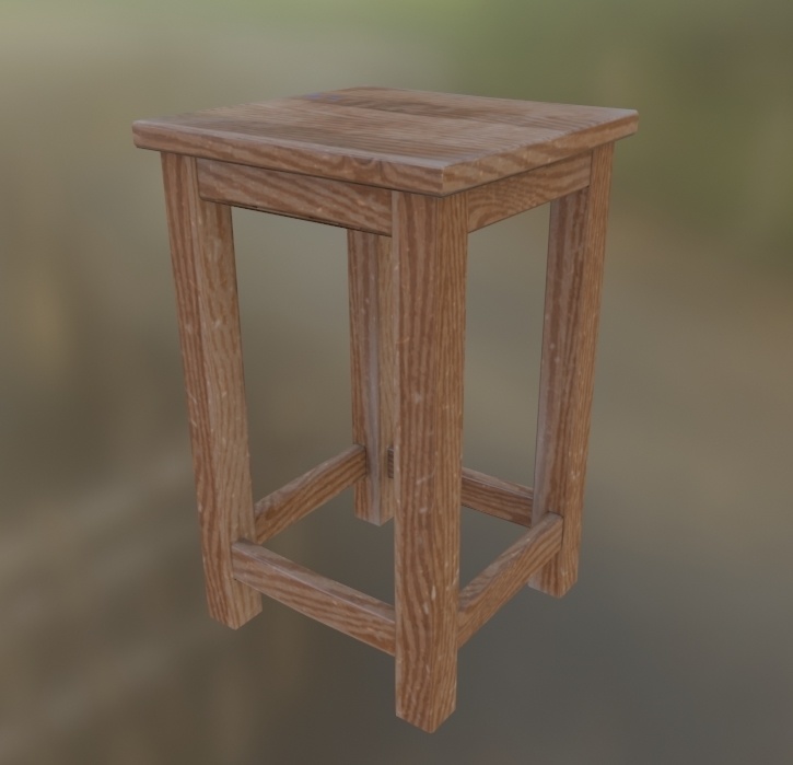 【ローポリ】理科室 実験台A(椅子付き)