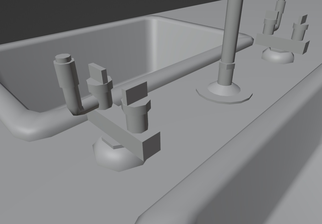 【ローポリ】理科室 実験台A(椅子付き)