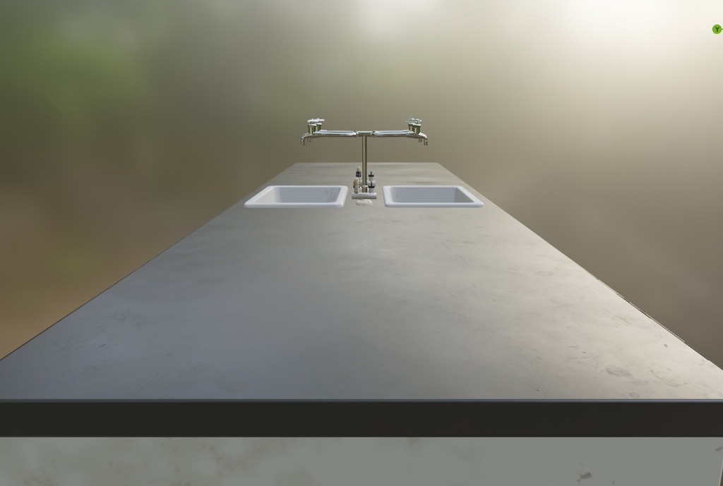 【ローポリ】理科室 実験台A(椅子付き)