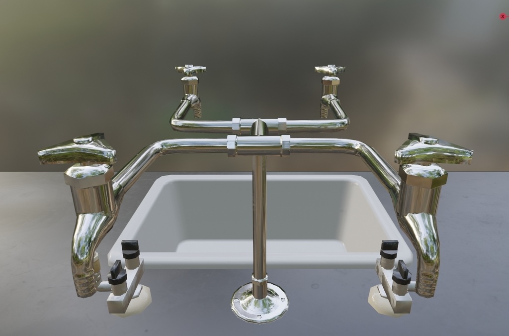 【ローポリ】理科室 実験台A(椅子付き)