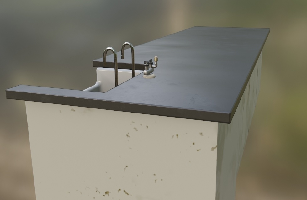 【ローポリ】理科室 実験台B