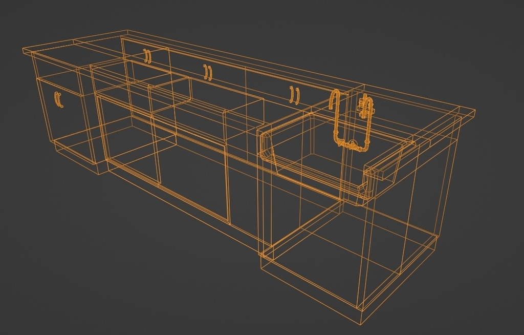 【ローポリ】理科室 実験台B